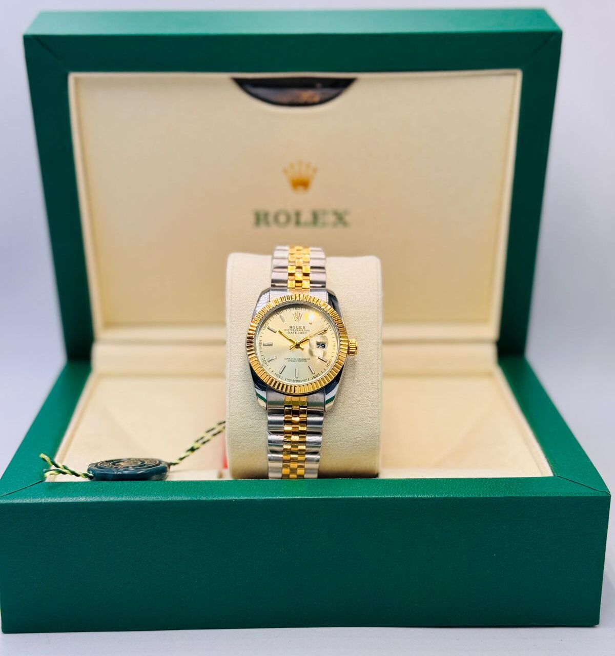 ساعة رولكس ديت فاخرة للسيدات ستانلس ستيل بمينا شامبوني